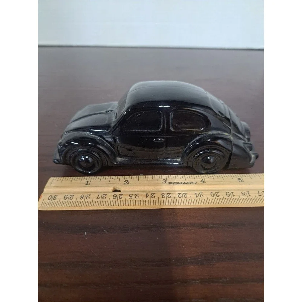 Vintage Black Volkswagen Bug Glass Avon Bottle - Empty